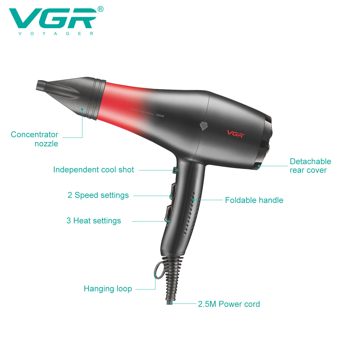 Secadora de cabello profesional VGR V-462