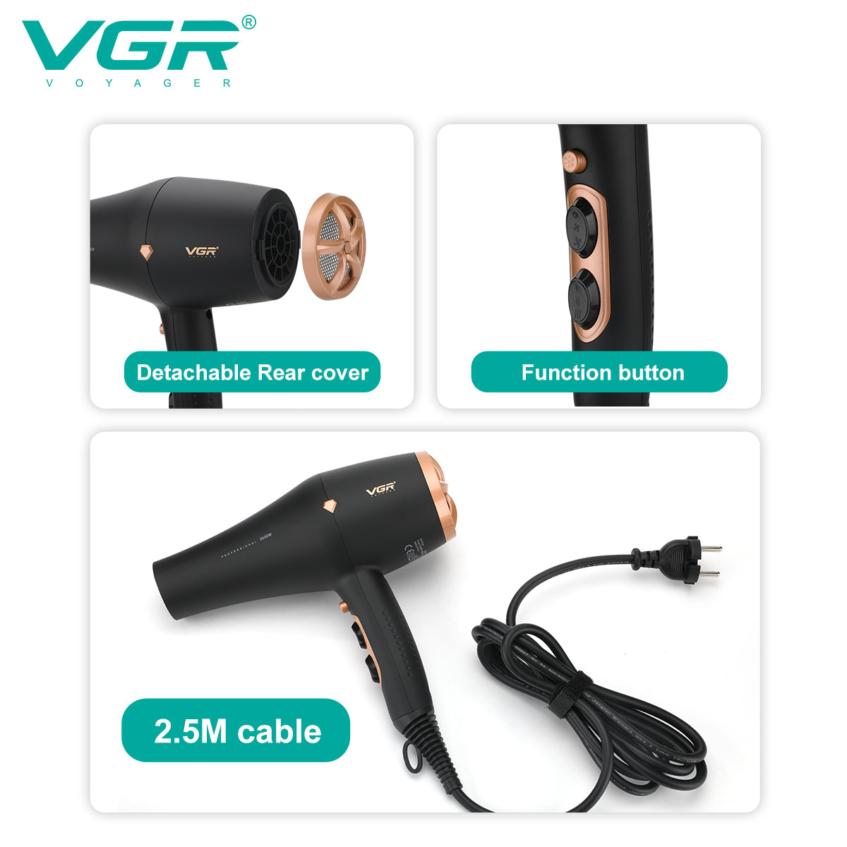 Secadora de cabello profesional VGR V-462
