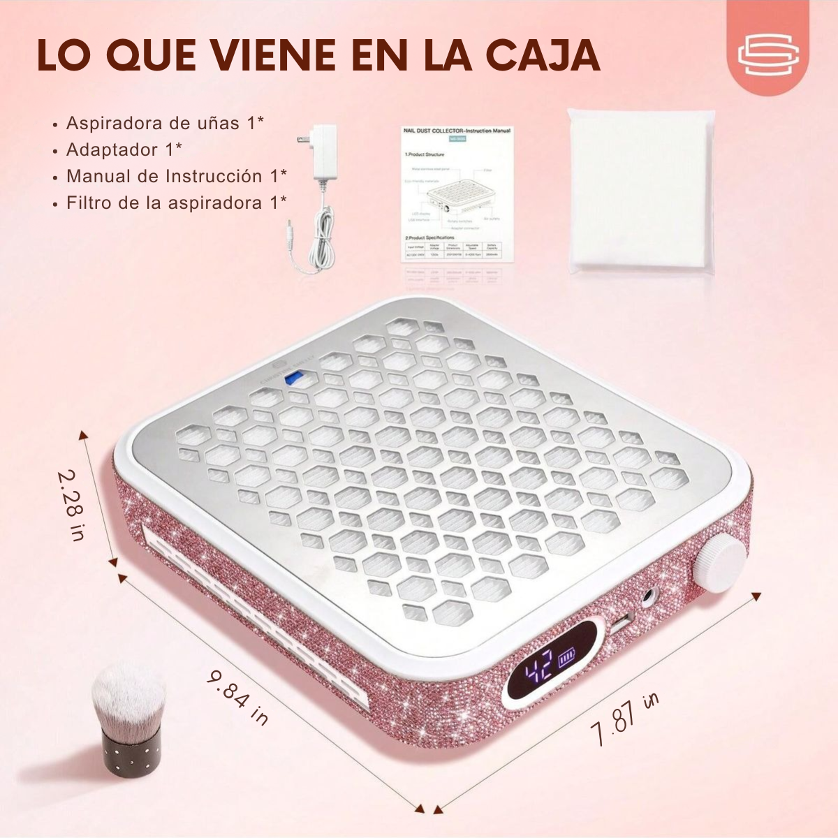 💅 Aspiradora Profesional para Uñas Belora – Motor Brushless | Glam Pink